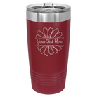 Personalized maroon 20 oz vacuum insulated tumbler with 'Flower 1' design