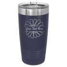 Personalized navy 20 oz vacuum insulated tumbler with 'Flower 1' design