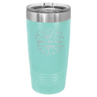 Personalized teal 20 oz vacuum insulated tumbler with 'Flower 1' design