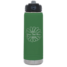 Personalized green 20 oz vacuum insulated water bottle with 'Flower 1' design