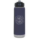 Personalized navy 20 oz vacuum insulated water bottle with 'Flower 1' design