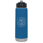 Personalized royal blue 20 oz vacuum insulated water bottle with 'Flower 1' design