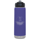 Personalized purple 20 oz vacuum insulated water bottle with 'Flower Frame 1' design