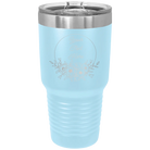 Personalized light blue 30 oz vacuum insulated tumbler with 'Flower Frame 1' design