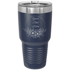 Personalized navy 30 oz vacuum insulated tumbler with 'Flower Frame 1' design