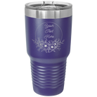 Personalized purple 30 oz vacuum insulated tumbler with 'Flower Frame 1' design