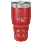 Personalized red 30 oz vacuum insulated tumbler with 'Flower Frame 1' design