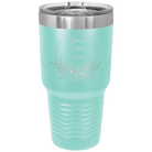 Personalized teal 30 oz vacuum insulated tumbler with 'Flower Frame 1' design