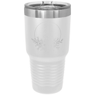 Personalized white 30 oz vacuum insulated tumbler with 'Flower Frame 1' design