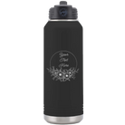 Personalized black 32 oz vacuum insulated water bottle with 'Flower Frame 1' design
