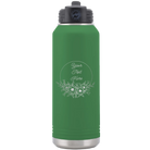 Personalized green 32 oz vacuum insulated water bottle with 'Flower Frame 1' design