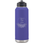 Personalized purple 32 oz vacuum insulated water bottle with 'Flower Frame 1' design