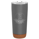 Personalized storm gray 20 oz vacuum insulated tumbler with 'Flower Frame 1' design