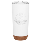 Personalized white 20 oz vacuum insulated tumbler with 'Flower Frame 1' design