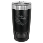Personalized black 20 oz vacuum insulated tumbler with 'Floral Circle with Text Wedding or Anniversary' design