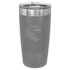 Personalized dark gray 20 oz vacuum insulated tumbler with 'Floral Circle with Text Wedding or Anniversary' design