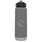 Personalized dark gray 20 oz vacuum insulated water bottle with 'Floral Circle with Text Wedding or Anniversary' design
