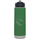 Personalized green 20 oz vacuum insulated water bottle with 'Floral Circle with Text Wedding or Anniversary' design