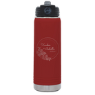 Personalized maroon 20 oz vacuum insulated water bottle with 'Floral Circle with Text Wedding or Anniversary' design