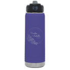 Personalized purple 20 oz vacuum insulated water bottle with 'Floral Circle with Text Wedding or Anniversary' design