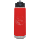 Personalized red 20 oz vacuum insulated water bottle with 'Floral Circle with Text Wedding or Anniversary' design