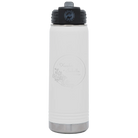 Personalized white 20 oz vacuum insulated water bottle with 'Floral Circle with Text Wedding or Anniversary' design