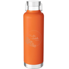 Personalized orange 24 oz vacuum insulated water bottle with 'Floral Circle with Text Wedding or Anniversary' design