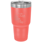 Personalized coral 30 oz vacuum insulated tumbler with 'Floral Circle with Text Wedding or Anniversary' design