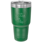 Personalized green 30 oz vacuum insulated tumbler with 'Floral Circle with Text Wedding or Anniversary' design