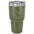 Personalized olive green 30 oz vacuum insulated tumbler with 'Floral Circle with Text Wedding or Anniversary' design