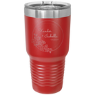 Personalized red 30 oz vacuum insulated tumbler with 'Floral Circle with Text Wedding or Anniversary' design