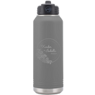 Personalized dark gray 32 oz vacuum insulated water bottle with 'Floral Circle with Text Wedding or Anniversary' design