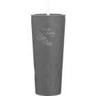Personalized slate 20 oz vacuum insulated tumbler with 'Floral Circle with Text Wedding or Anniversary' design