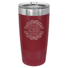 Personalized maroon 20 oz vacuum insulated tumbler with 'Mandala 1' design
