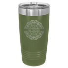 Personalized olive green 20 oz vacuum insulated tumbler with 'Mandala 1' design