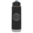 Personalized black 20 oz vacuum insulated water bottle with 'Mandala 1' design