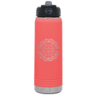 Personalized coral 20 oz vacuum insulated water bottle with 'Mandala 1' design