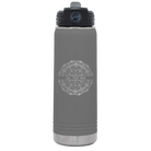 Personalized dark gray 20 oz vacuum insulated water bottle with 'Mandala 1' design