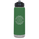Personalized green 20 oz vacuum insulated water bottle with 'Mandala 1' design