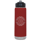Personalized maroon 20 oz vacuum insulated water bottle with 'Mandala 1' design