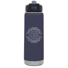 Personalized navy 20 oz vacuum insulated water bottle with 'Mandala 1' design