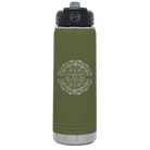 Personalized olive green 20 oz vacuum insulated water bottle with 'Mandala 1' design