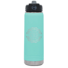 Personalized teal 20 oz vacuum insulated water bottle with 'Mandala 1' design