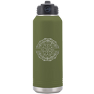 Personalized olive green 32 oz vacuum insulated water bottle with 'Mandala 1' design