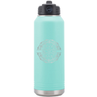 Personalized teal 32 oz vacuum insulated water bottle with 'Mandala 1' design