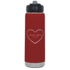 Personalized maroon 20 oz vacuum insulated water bottle with 'Heart Frame' design