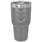 Personalized dark gray 30 oz vacuum insulated tumbler with 'Heart Frame' design