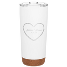 Personalized white 20 oz vacuum insulated tumbler with 'Heart Frame' design