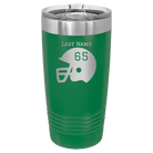 Personalized green 20 oz vacuum insulated tumbler with 'Football Helmet' design