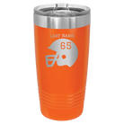 Personalized orange 20 oz vacuum insulated tumbler with 'Football Helmet' design